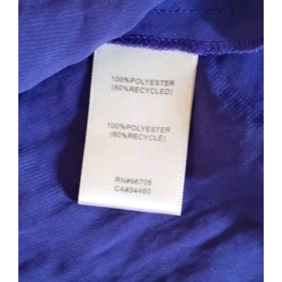 Rebecca Taylor Recycled Polyester Flowy Crepey Purple-Blue Cap Slv Mini Dress 6 - Picture 10 of 12